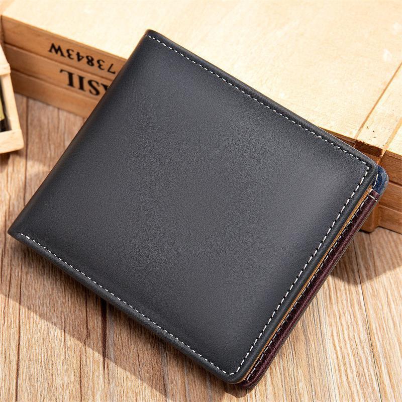 Men's Leather Contrast Design Folded Wallet