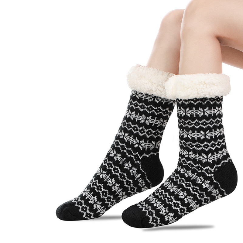 🔥Early Christmas SALE🔥Ultra-thick Cashmere Slipper Home Socks-Snowflake Stripes