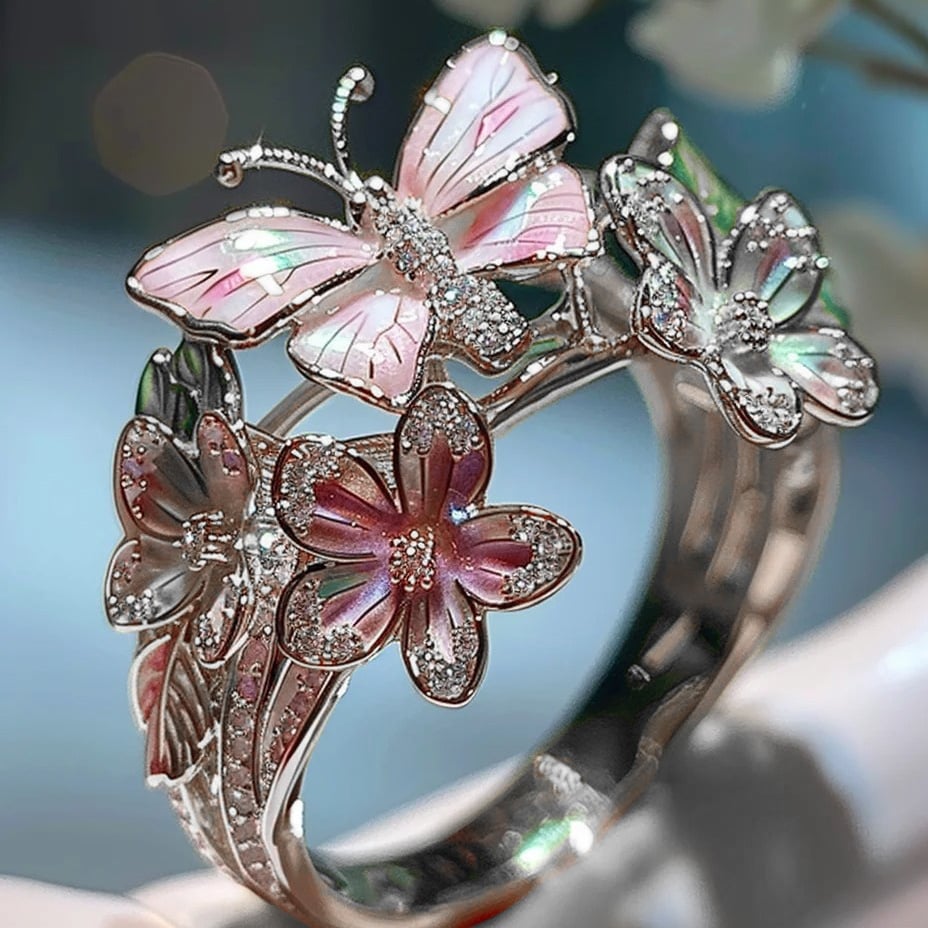 🔥LAST Sale 70% OFF - 🌸Butterfly Flower Ring🌸