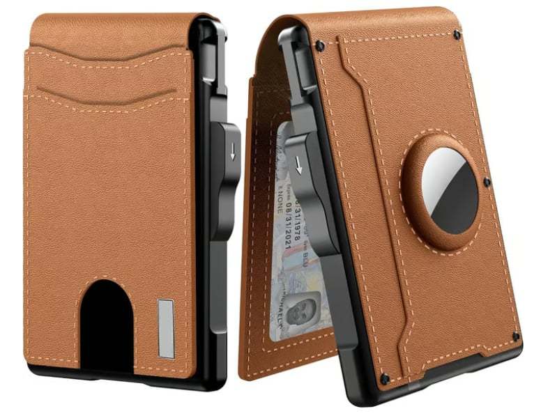 ✨Wallet for Men - with Pop Up Aluminum Case Money Clip Slim Leather Sl