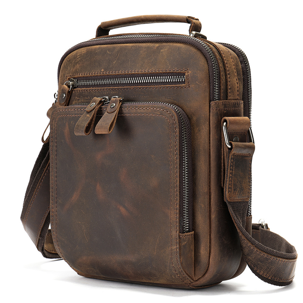 Men's Bag Multi Functional Cowhide Leather Crossbody Bag
