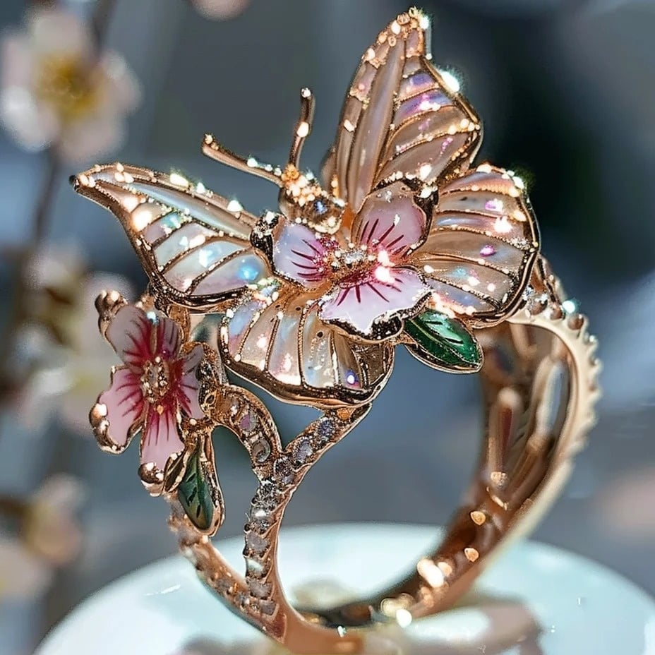 🔥LAST Sale 70% OFF - 🌸Butterfly Flower Ring🌸