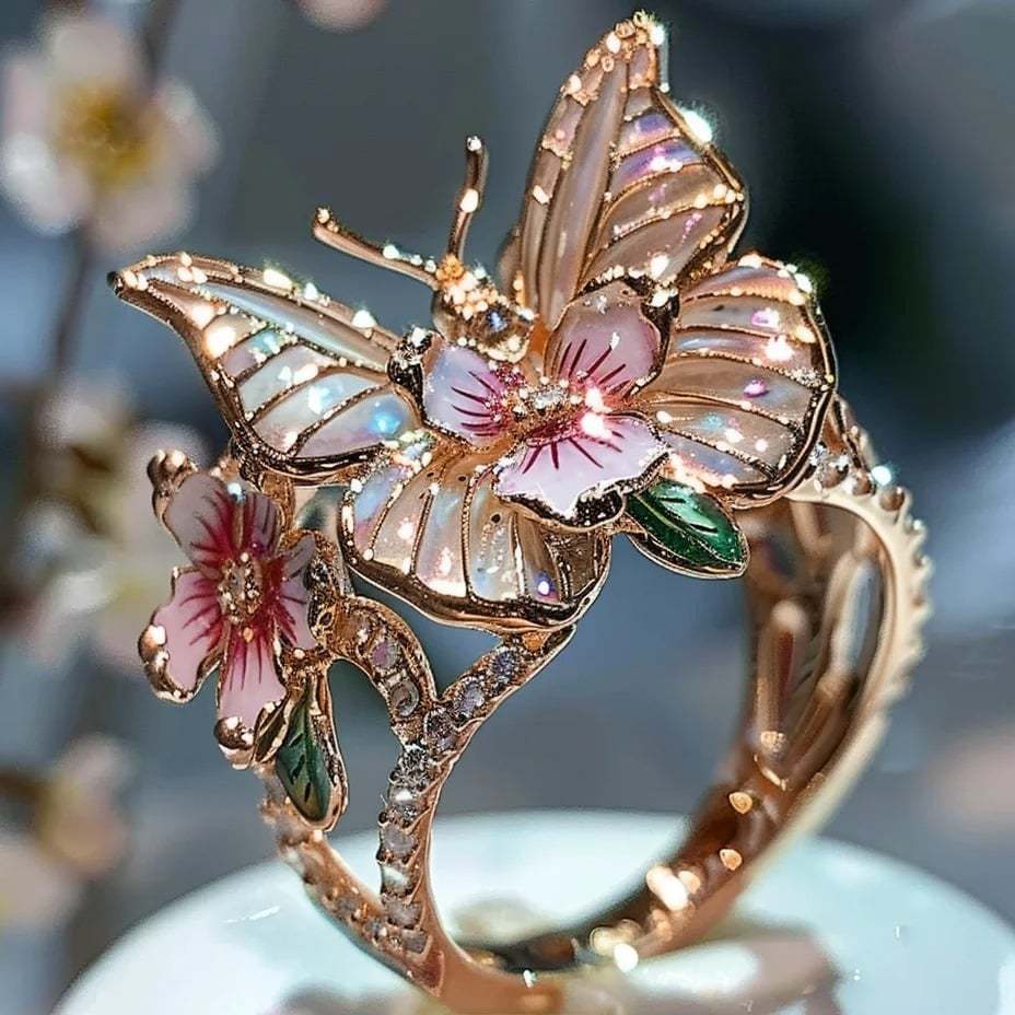 🔥LAST Sale 70% OFF - 🌸Butterfly Flower Ring🌸
