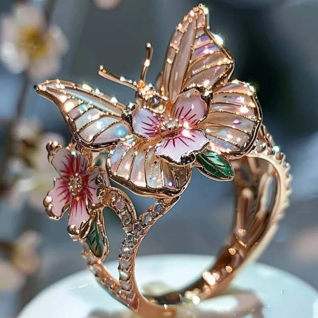 🔥LAST Sale 70% OFF - 🌸Butterfly Flower Ring🌸