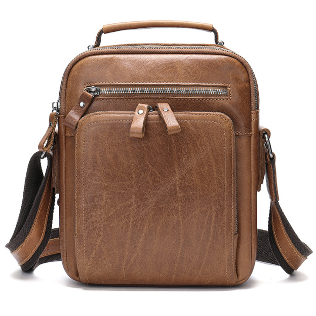 Men's Bag Multi Functional Cowhide Leather Crossbody Bag
