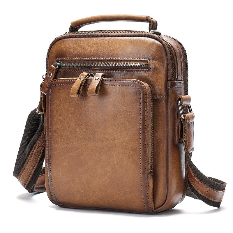 Men's Bag Multi Functional Cowhide Leather Crossbody Bag