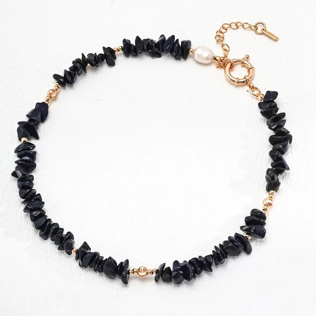 Natural blue sandstone necklace