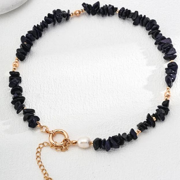 Natural blue sandstone necklace