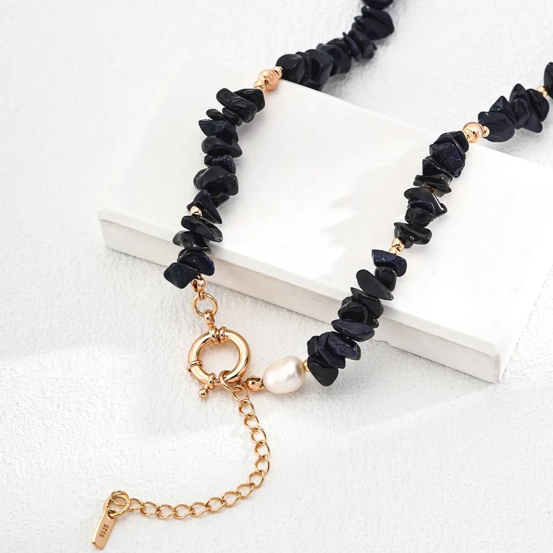 Natural blue sandstone necklace