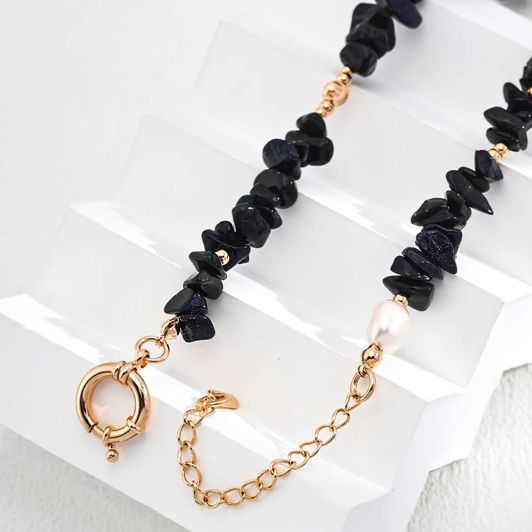 Natural blue sandstone necklace