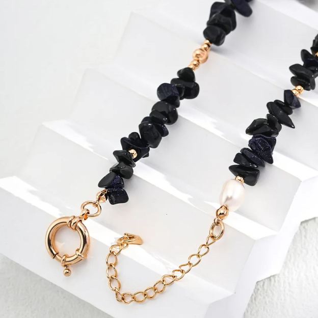 Natural blue sandstone necklace