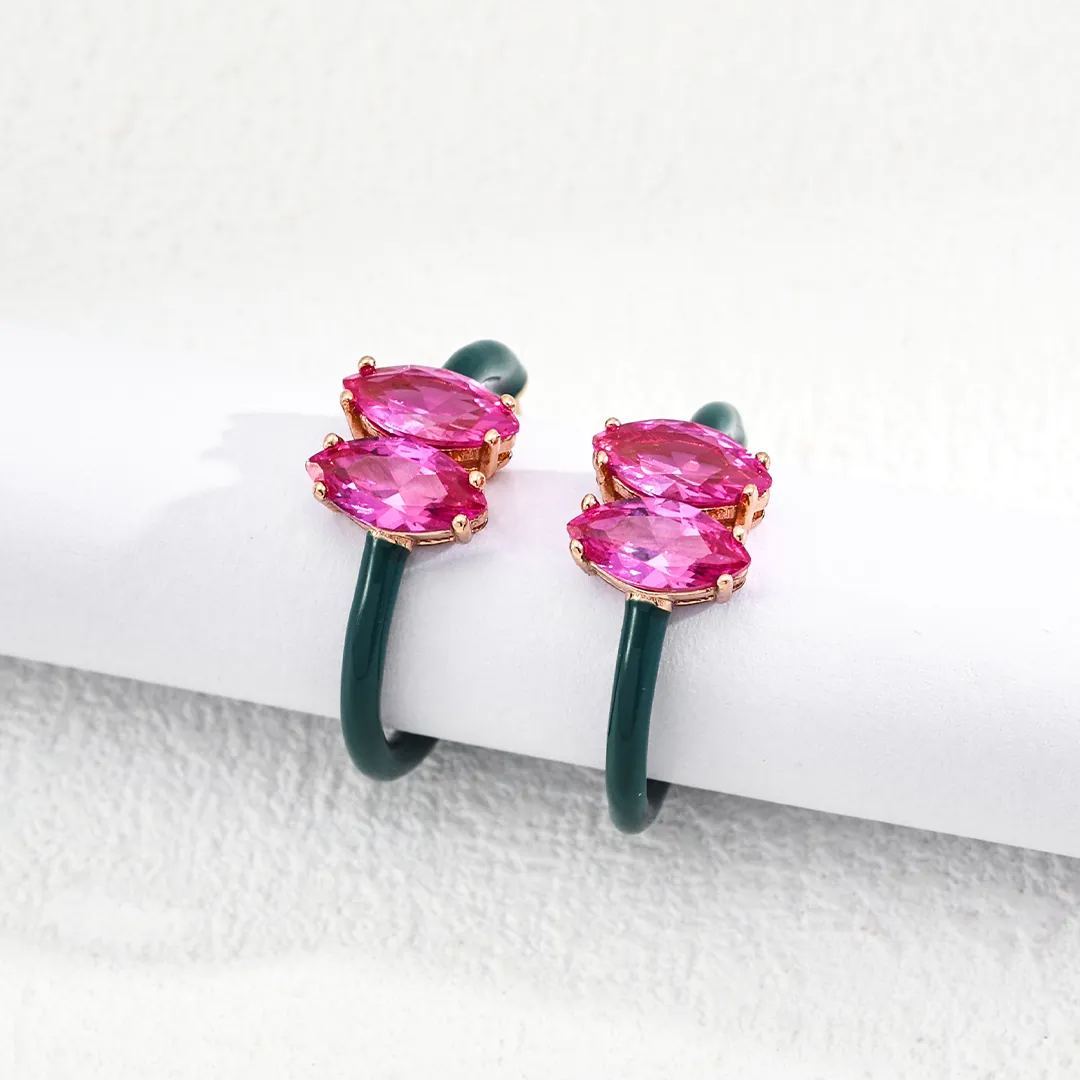 S925 silver vintage drip glaze zircon earrings