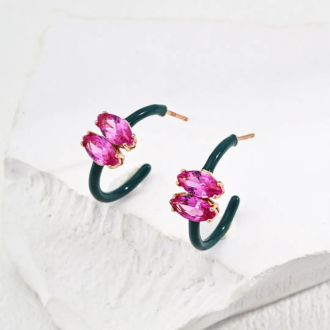 S925 silver vintage drip glaze zircon earrings