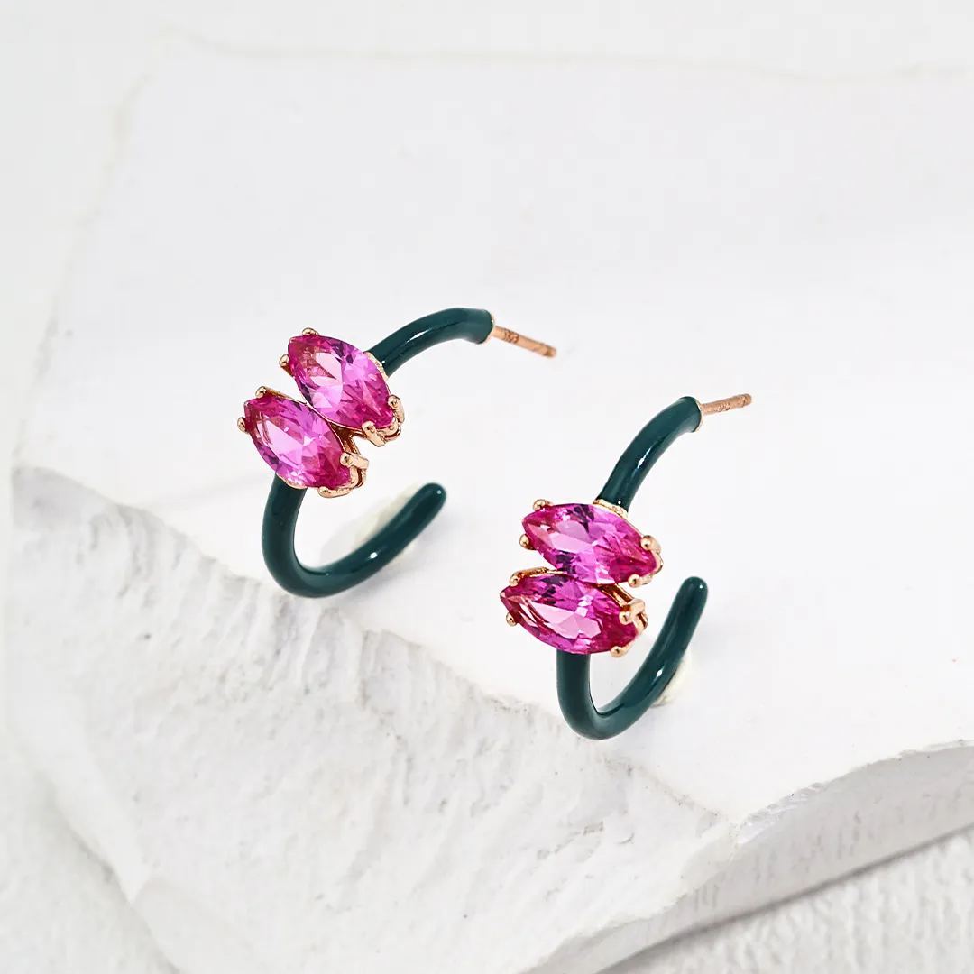 S925 silver vintage drip glaze zircon earrings