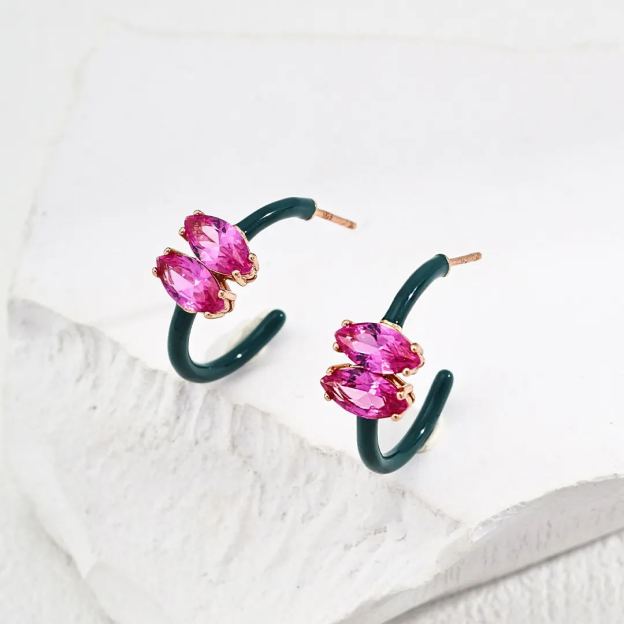 S925 silver vintage drip glaze zircon earrings