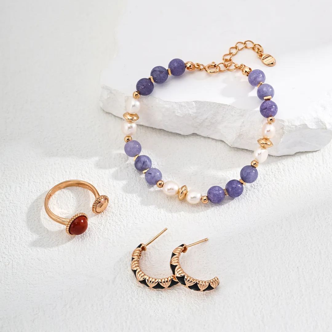 S925 Silver Simple Natural Pearl Purple Kunzite Bracelet