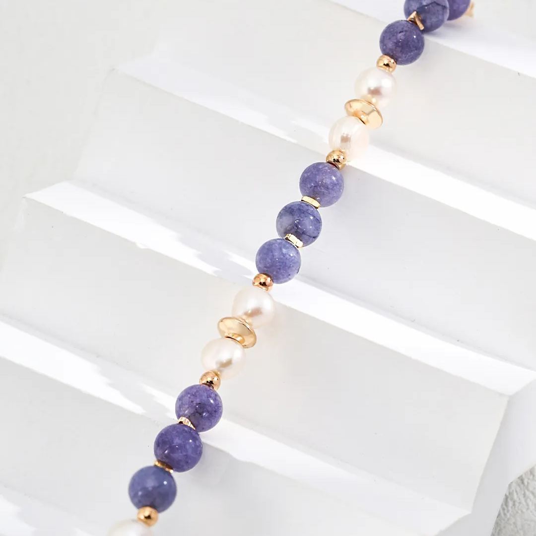 S925 Silver Simple Natural Pearl Purple Kunzite Bracelet