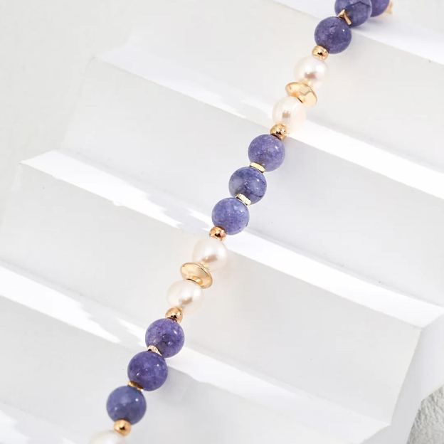 S925 Silver Simple Natural Pearl Purple Kunzite Bracelet