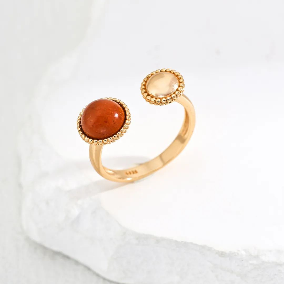 S925 Silver Simple Red Stone Ring