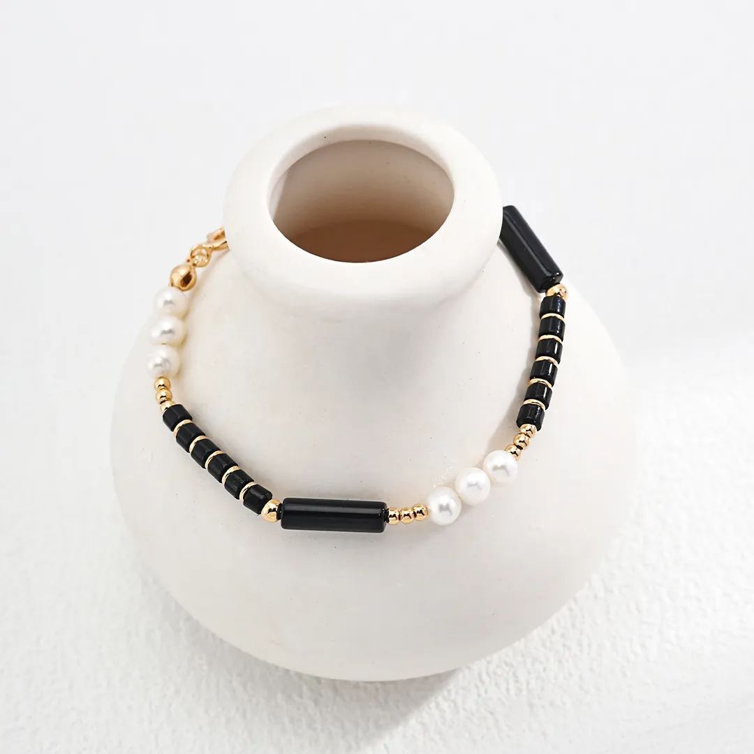 Natural agate pearl bracelet