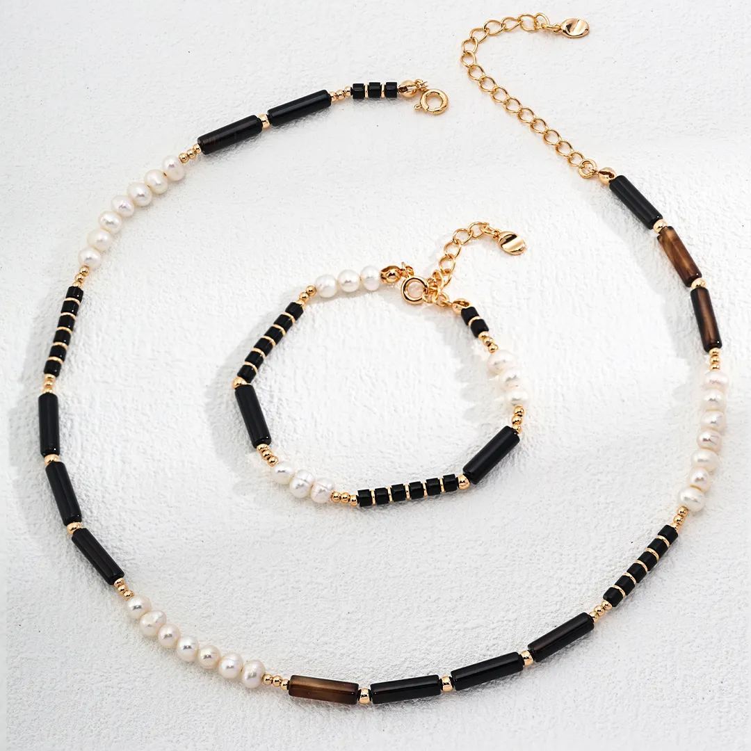 Natural agate pearl bracelet