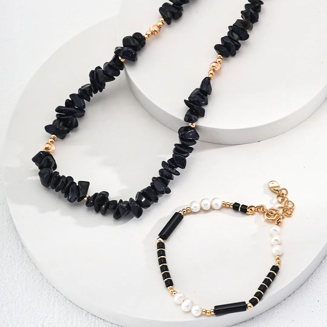 Natural agate pearl bracelet