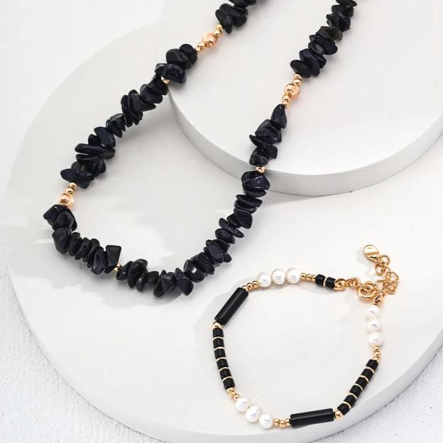 Natural agate pearl bracelet