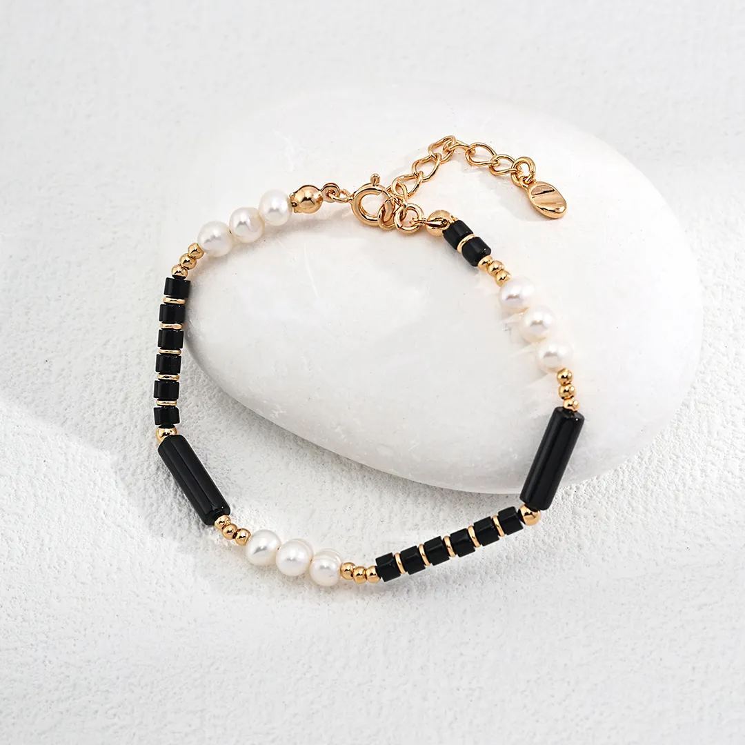 Natural agate pearl bracelet