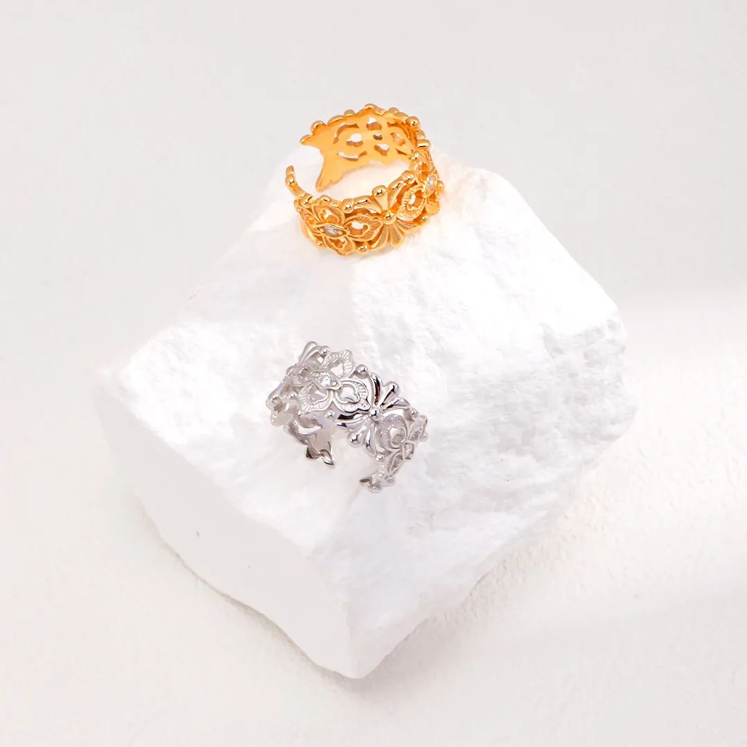 S925 sterling silver vintage zircon ring