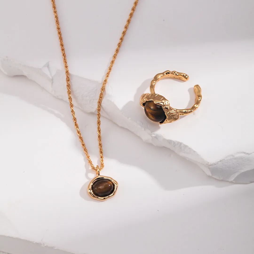 s925 sterling silver tiger eye stone ring