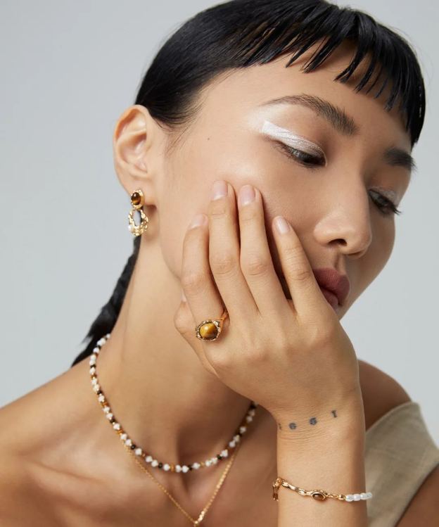 s925 sterling silver tiger eye stone ring