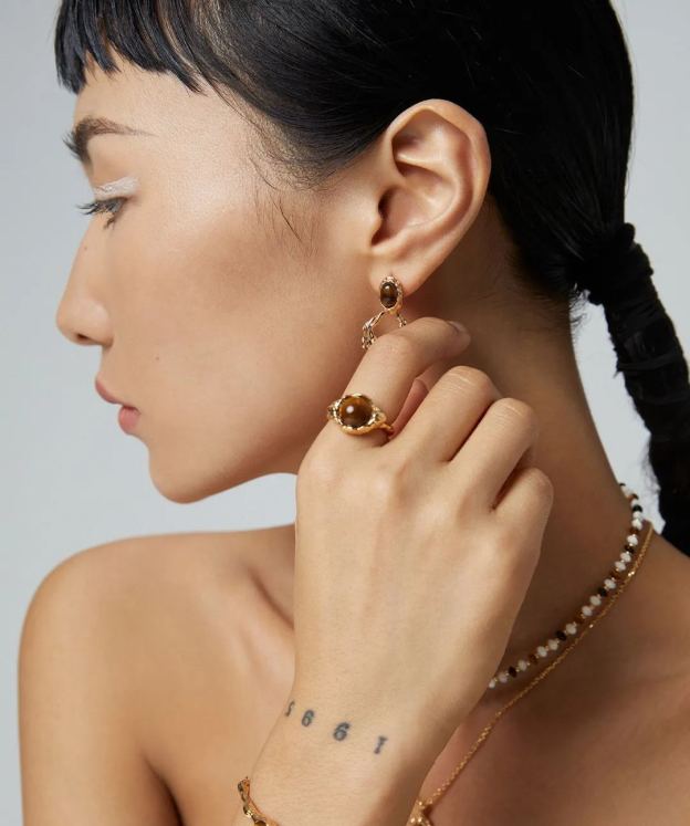 s925 sterling silver tiger eye stone ring