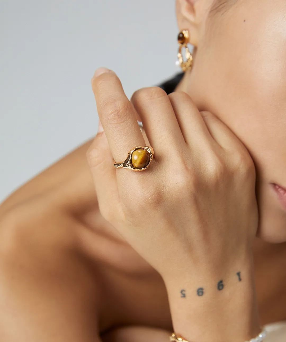 s925 sterling silver tiger eye stone ring