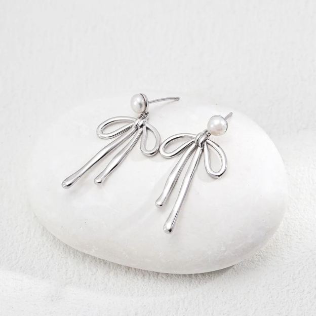S925 silver natural pearl earrings