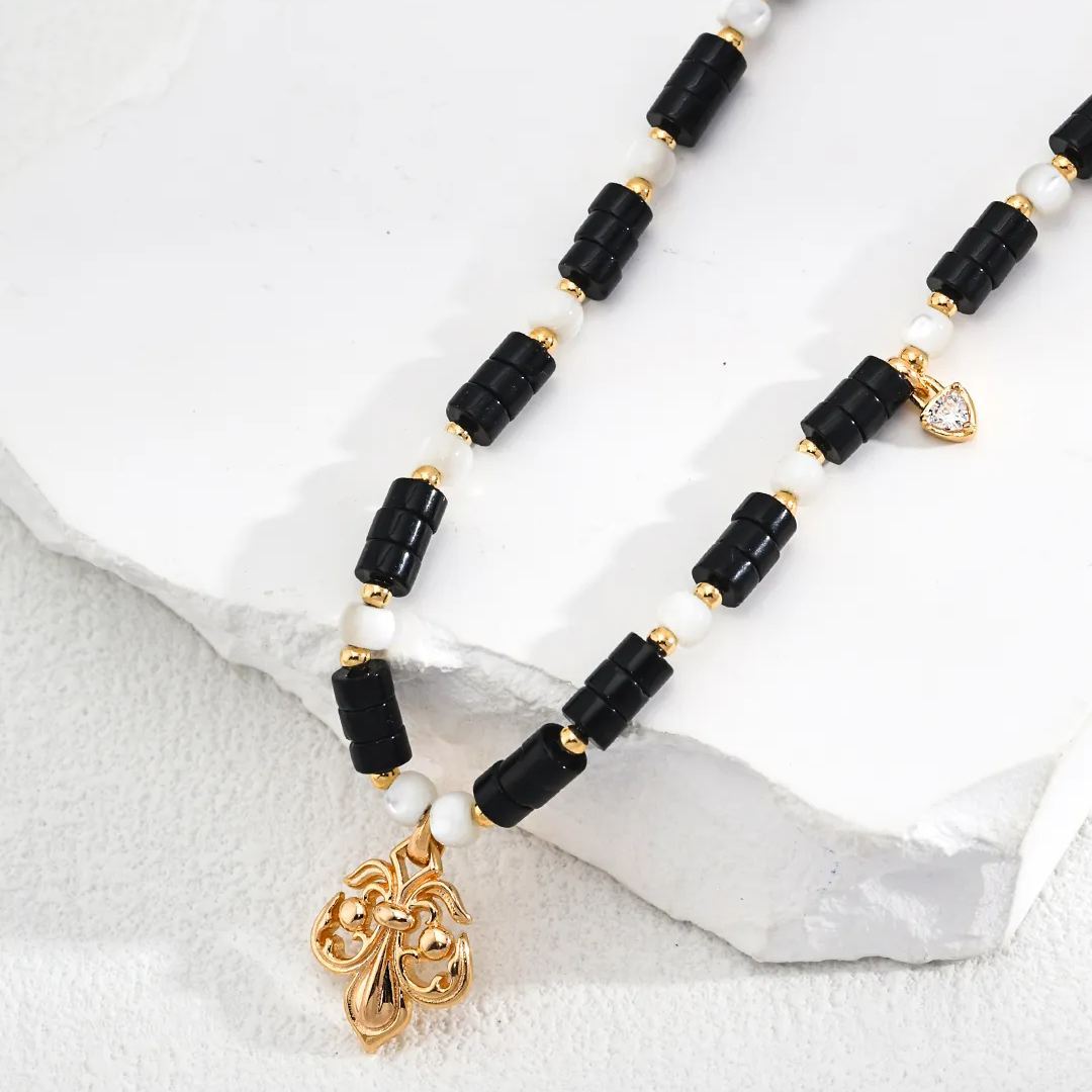 S925 sterling silver vintage black agate necklace