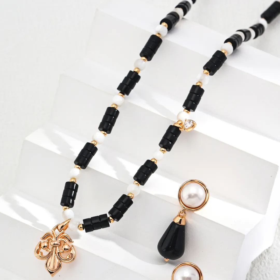 S925 sterling silver vintage black agate necklace