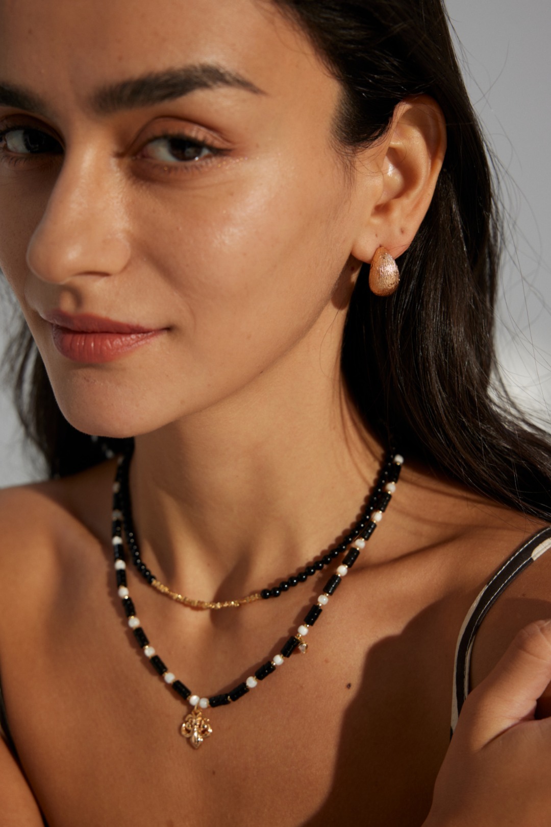 S925 Silver Simple Black Agate Necklace