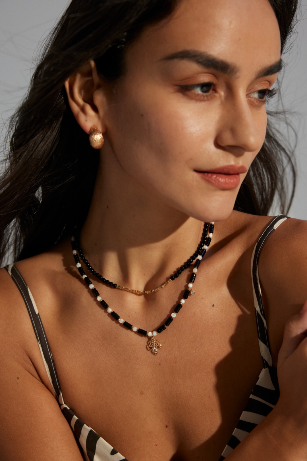 S925 Silver Simple Black Agate Necklace