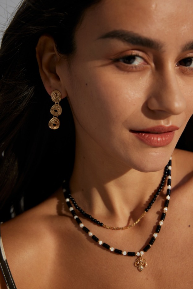 S925 sterling silver vintage black agate necklace