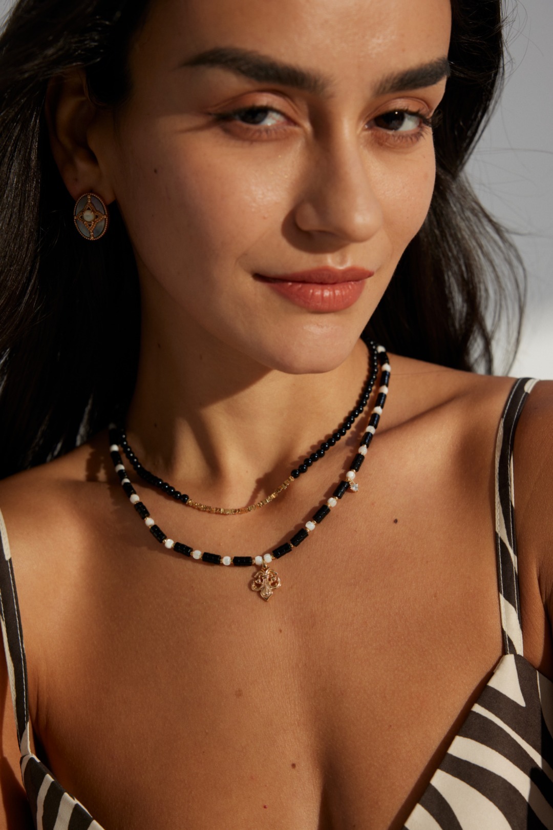 S925 Silver Simple Black Agate Necklace