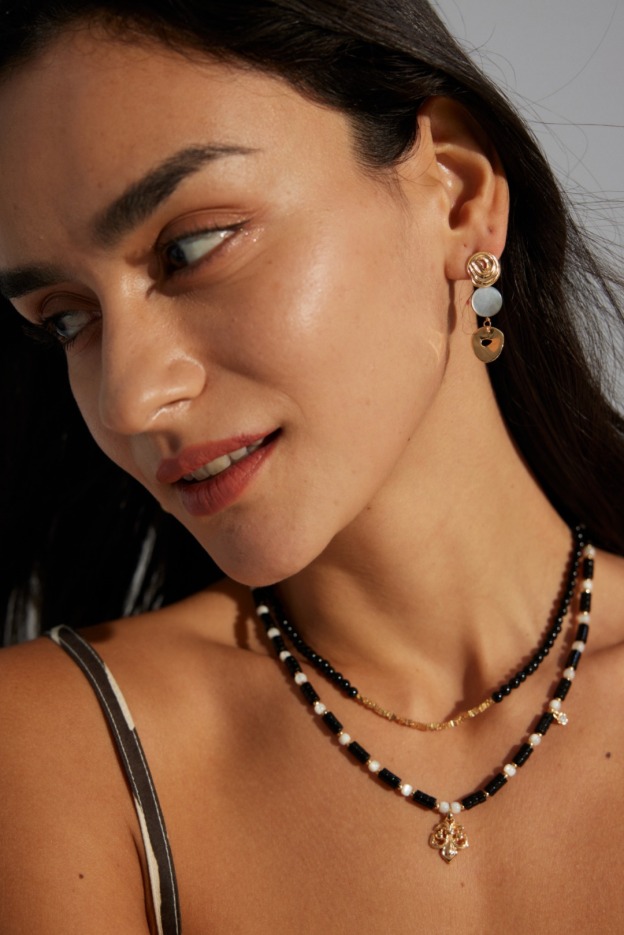 S925 Silver Simple Black Agate Necklace