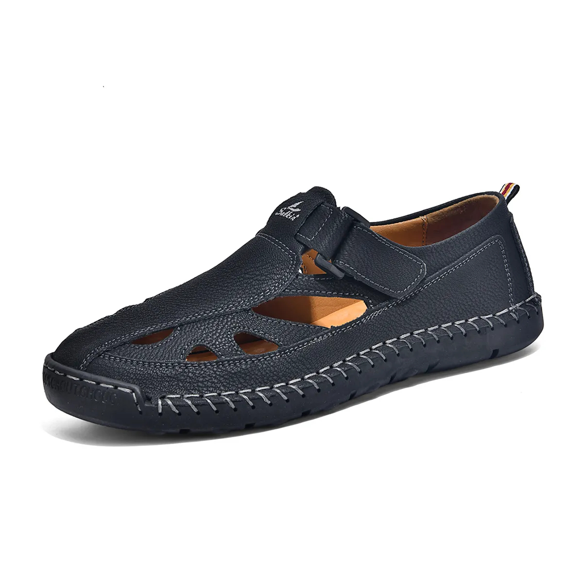 ⏰LAST DAY-70% OFF🛒Men's Adjustable Strap Leather Slides – Comfortable for Daily & Beach