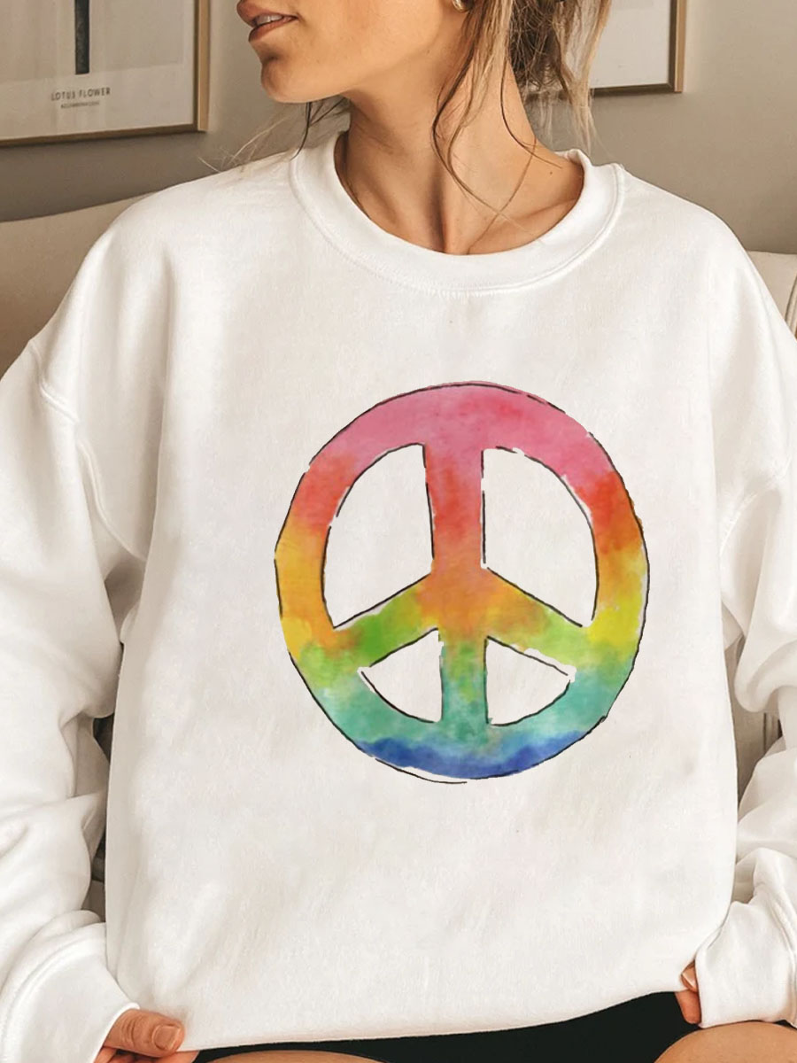 Watercolor Retro Peace Sign Plus Size Sweatshirt