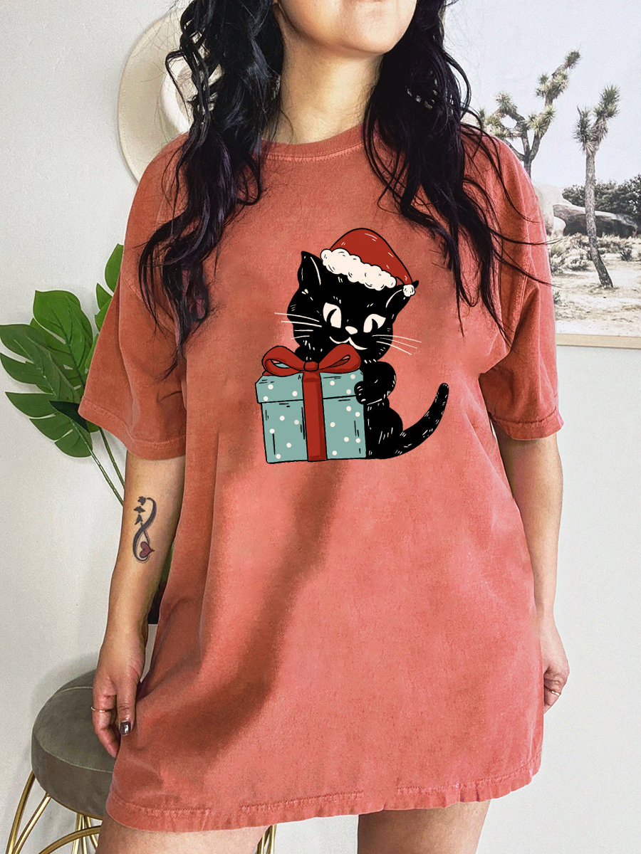 Plus size clearance christmas cat dress