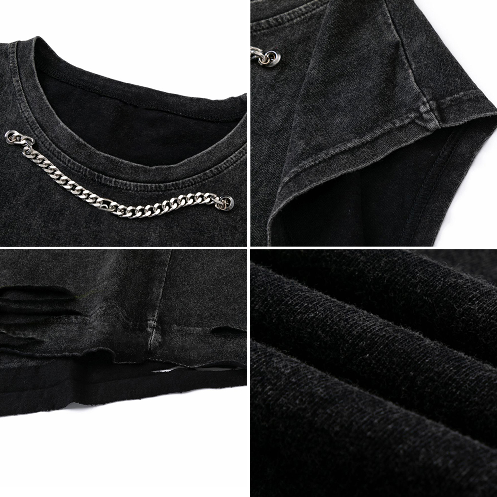 Vintage Have The Day You Deserve Chain Ripped Washed Tank