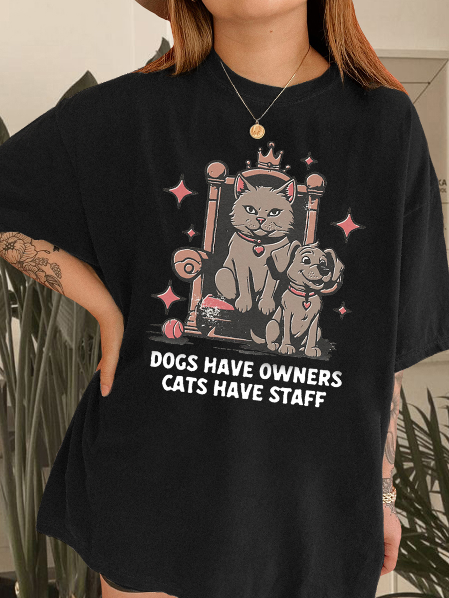 Vintage Dogs Have Owners Cats Have Staff T-Shirt
