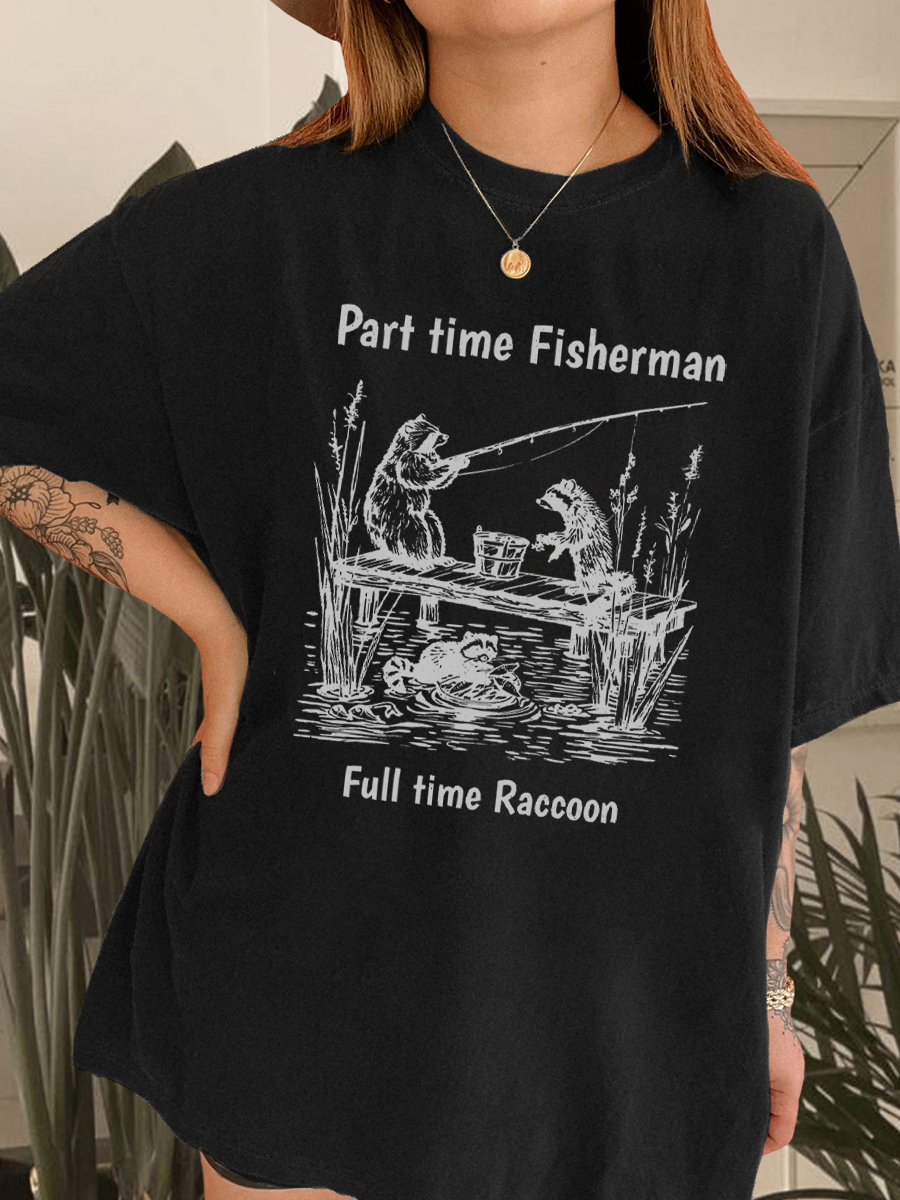 Vintage Raccoon Fishing T-Shirt