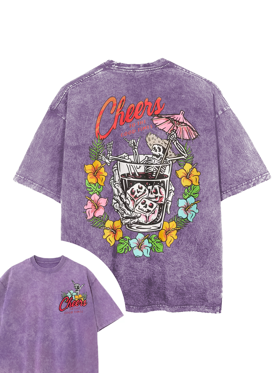 Vintage Cheers To The Good Times Washed T-Shirt
