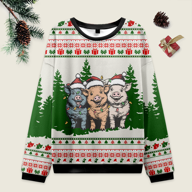 Vintage Christmas Pig Ugly Sweatshirt