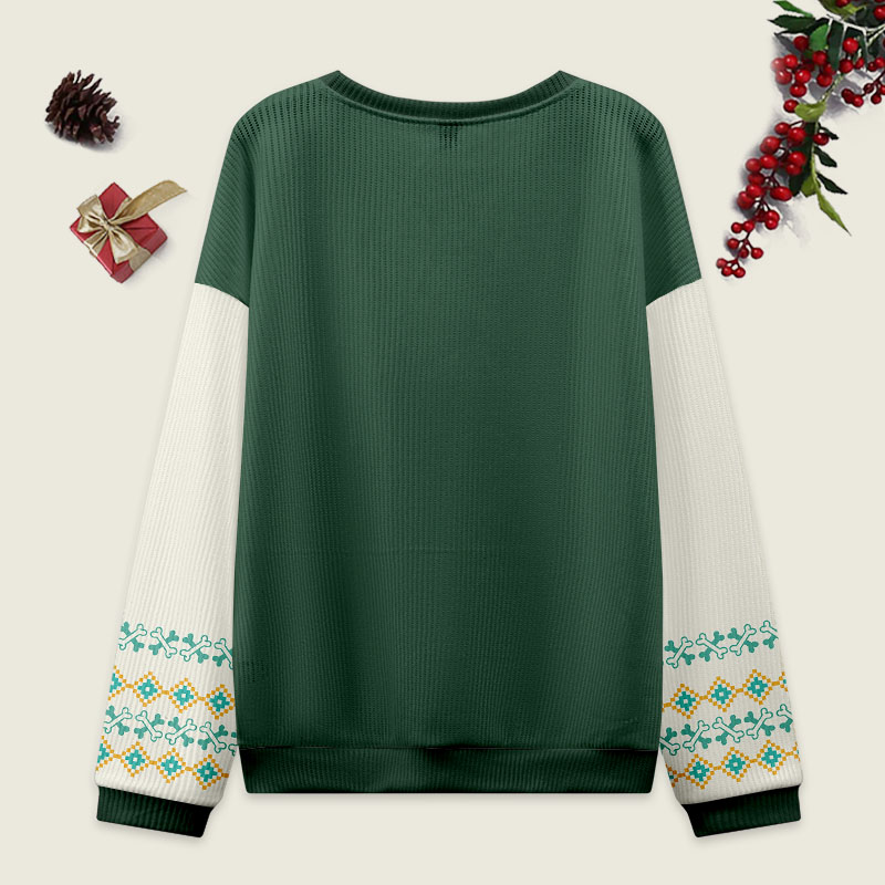 Vintage Dancing Skeleton Christmas Green Ugly Sweater